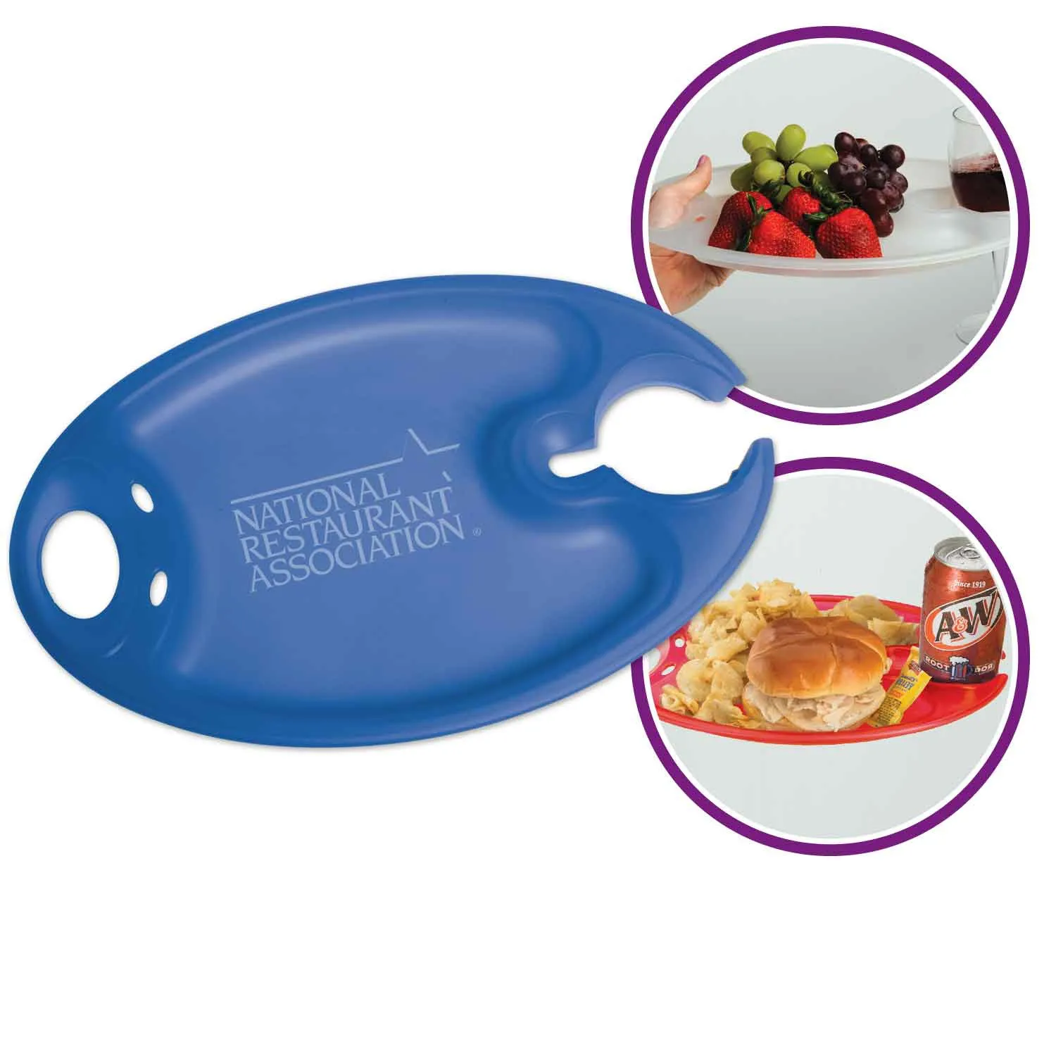 Party Plate with Wine Glass Holder - 13 x 8.5 in