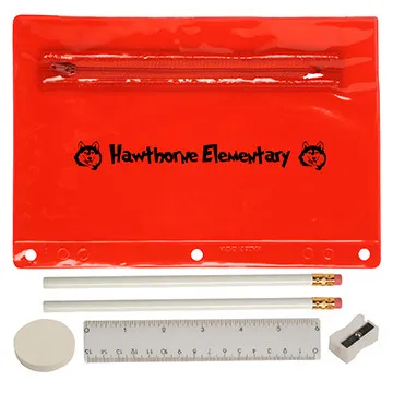 School Supply Kit Translucent PVC Pouch - 9 x 6 in