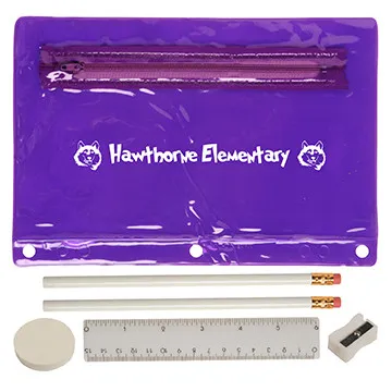 School Supply Kit Translucent PVC Pouch - 9 x 6 in - product view 2