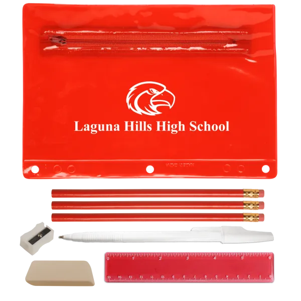 School Supply Kit Academic Pack Vinyl Pouch - 9 x 6 in