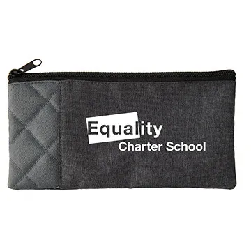 School Pouch Quilted Polyester Zippered - 9 x 4.75 in