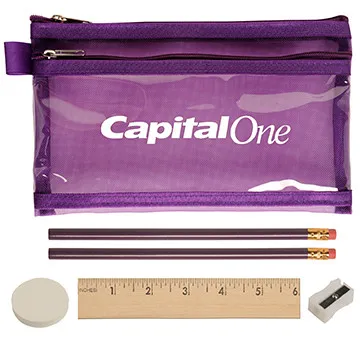 School Kit Translucent PVC Dual Zipper - 8.25 x 4.9 in - product view 4