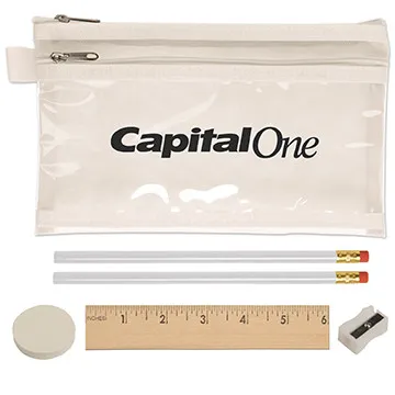 School Kit Translucent PVC Dual Zipper - 8.25 x 4.9 in - product view 5