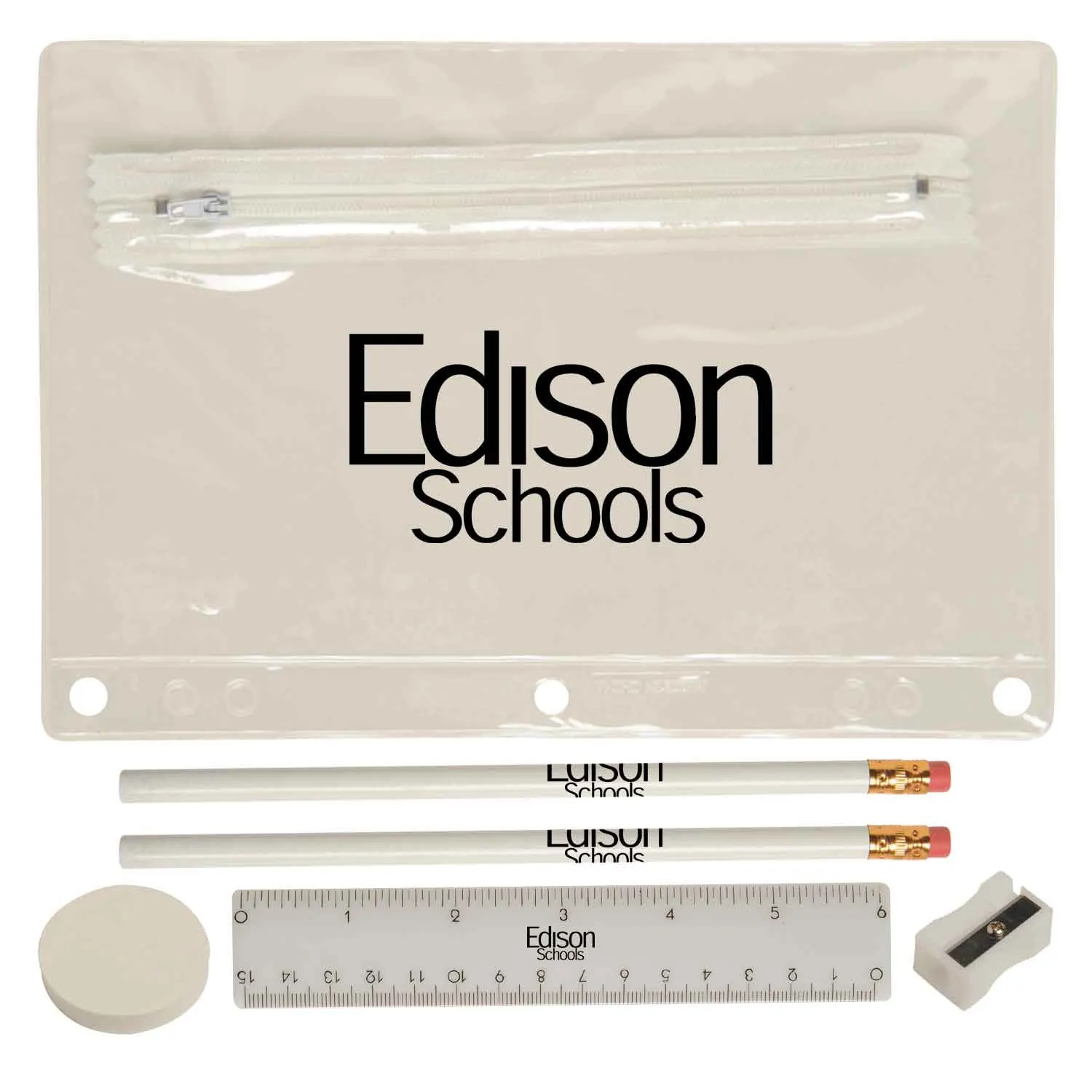 School Kit Translucent PVC Pouch with Supplies - 9 1/4 x 6 1/4 in - product view 5