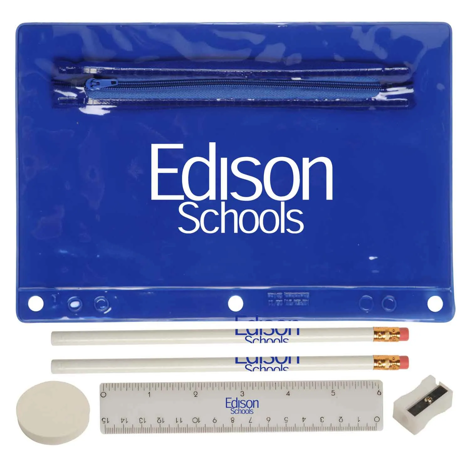 School Kit Translucent PVC Pouch with Supplies - 9 1/4 x 6 1/4 in - product view 6
