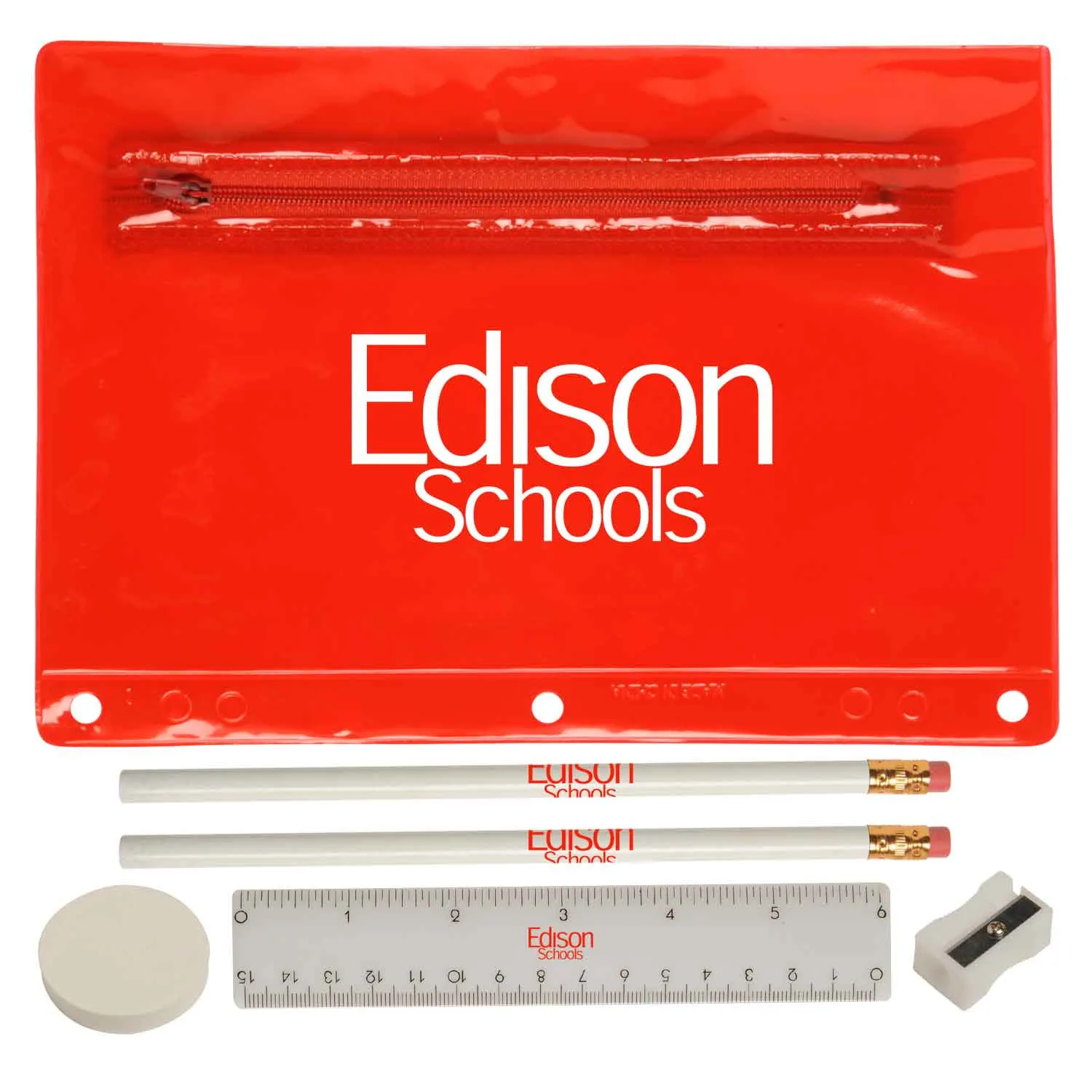 School Kit Translucent PVC Pouch with Supplies - 9 1/4 x 6 1/4 in - product view 7