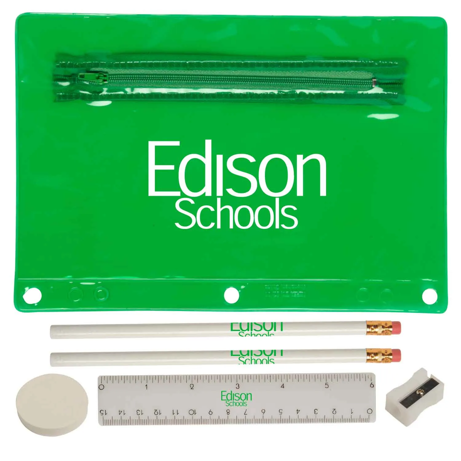 School Kit Translucent PVC Pouch with Supplies - 9 1/4 x 6 1/4 in - product view 9