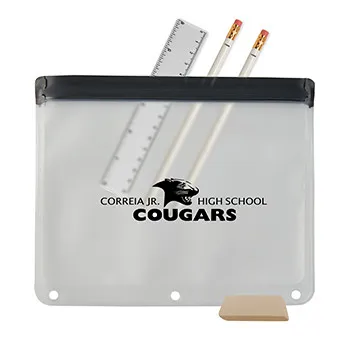 School Kit PEVA Ziplock Pouch with Supplies - 9 x 8 in - product view 2