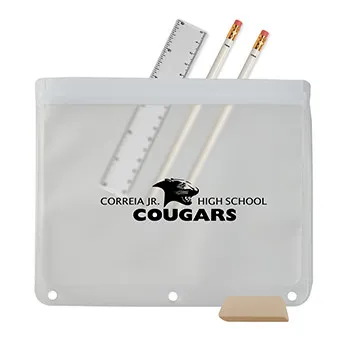 School Kit PEVA Ziplock Pouch with Supplies - 9 x 8 in - product view 4