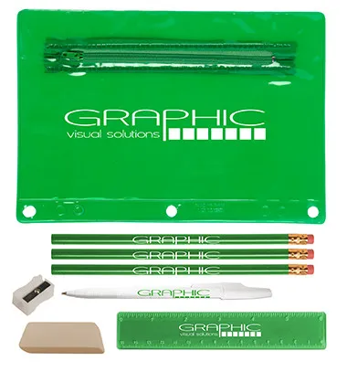 School Kit Academic Vinyl Pouch with Supplies - 9 1/4 x 6 1/4 in - product view 8