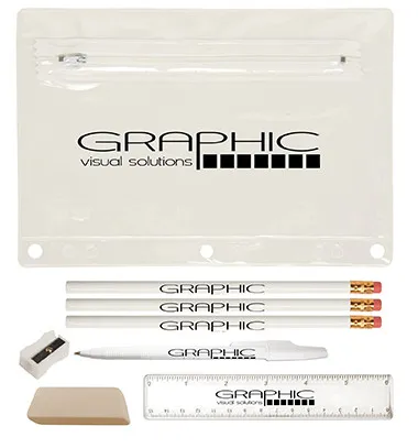 School Kit Academic Vinyl Pouch with Supplies - 9 1/4 x 6 1/4 in - product view 9