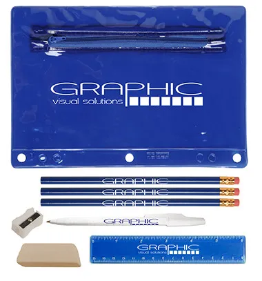 School Kit Academic Vinyl Pouch with Supplies - 9 1/4 x 6 1/4 in - product view 10