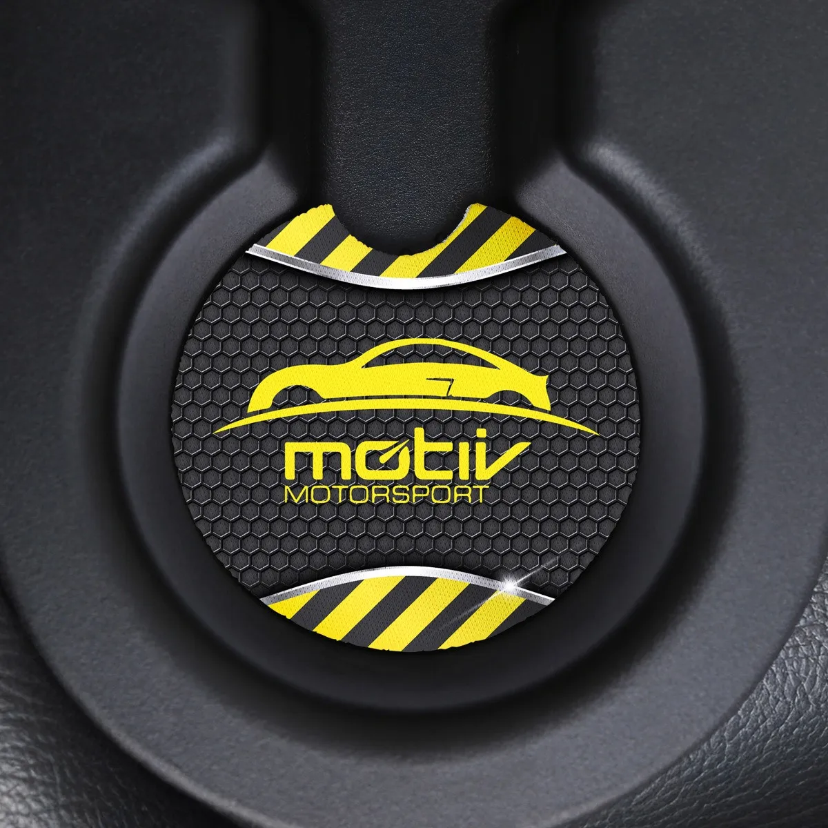 Car Coaster Recycled Rubber with Finger Notch - 2.75 in