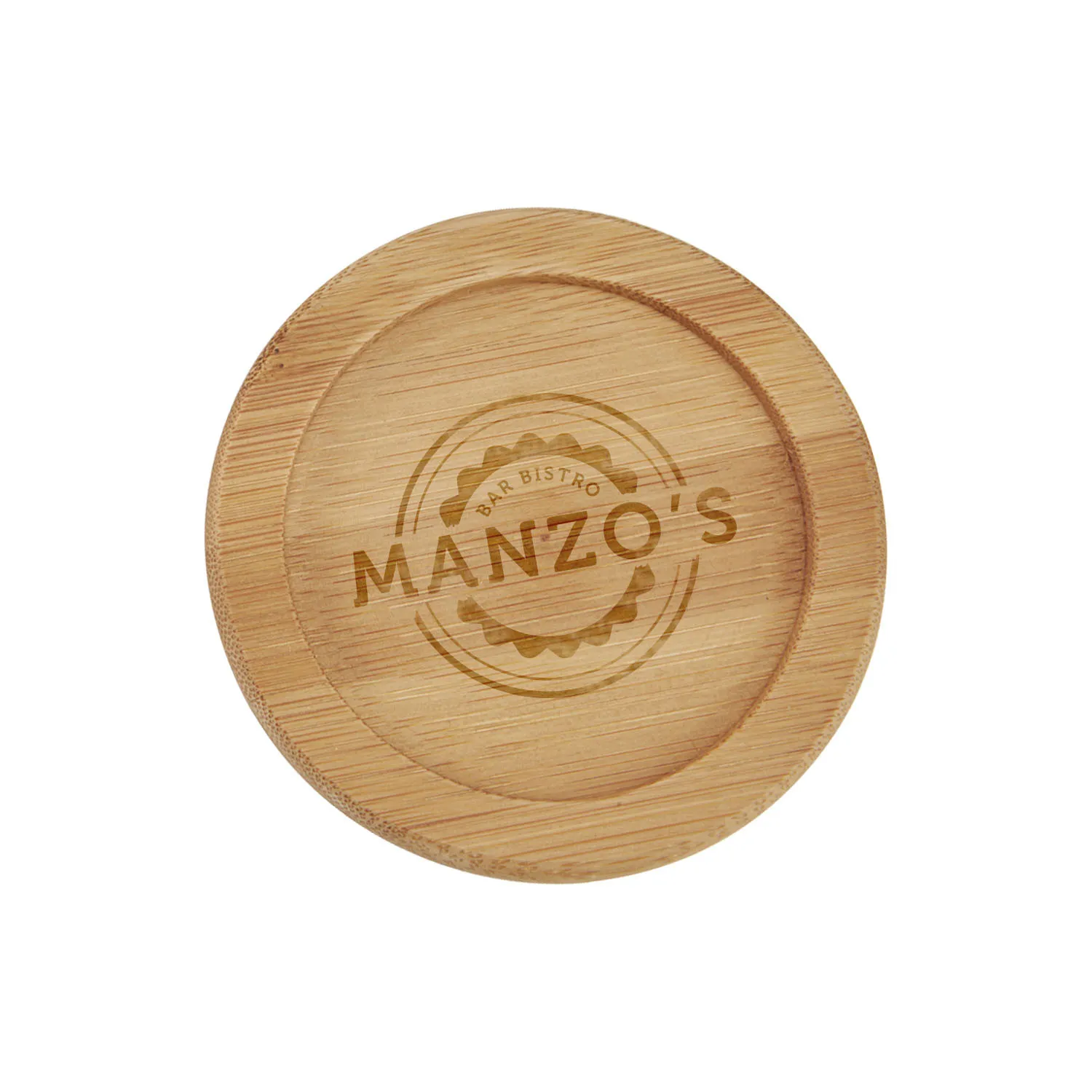 Coaster Bamboo Round with Rim Edge - 3.63 in - promotional product with custom logo