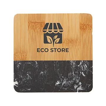 Coaster Bamboo and Marble Combo with EVA Pads - 3.88 x 4 in - product view 2