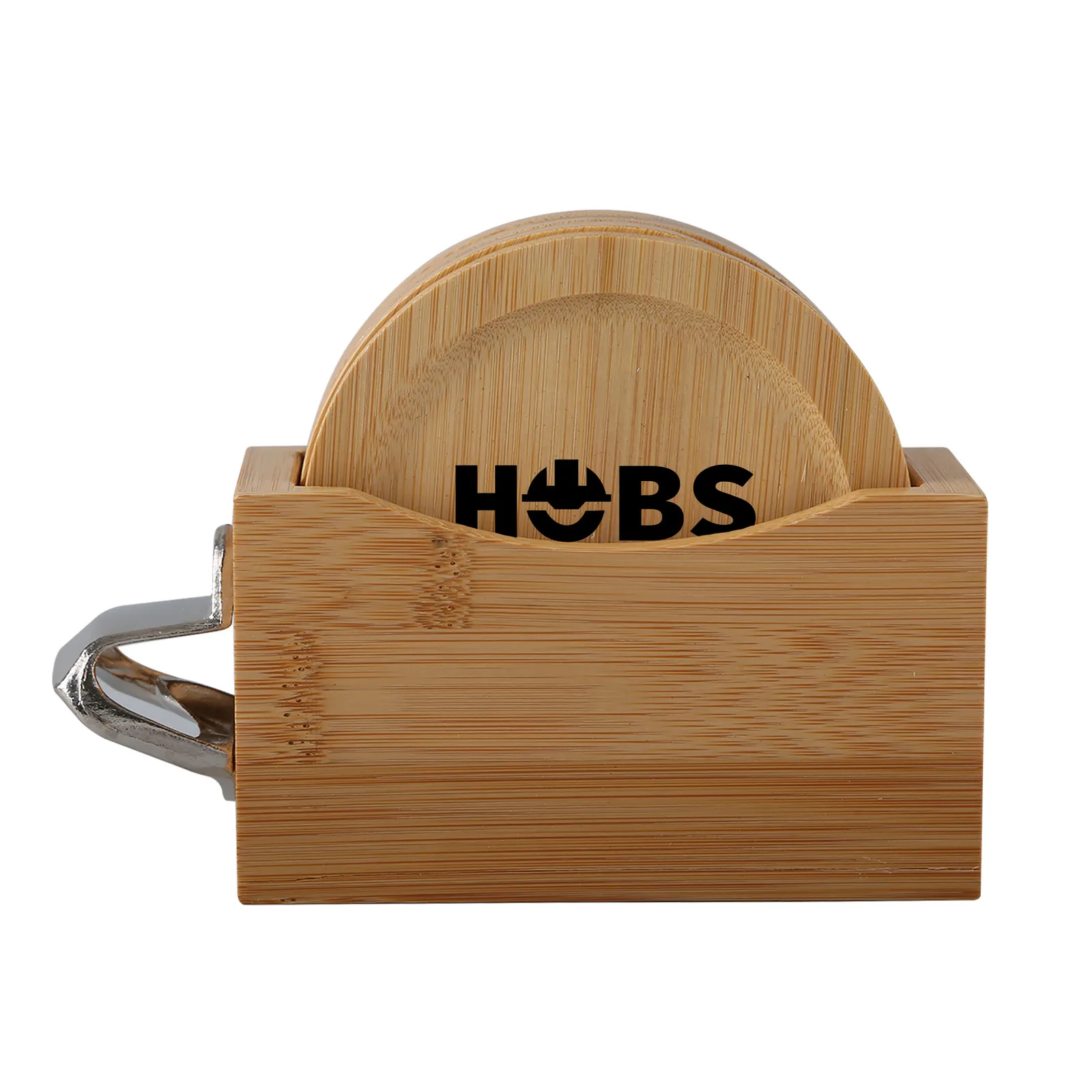 Coaster Set Bamboo with Bottle Opener Caddy - 4 in (4 Pack) - product view 1