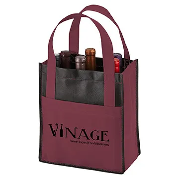 Wine Tote Non-Woven Six Bottle with Sleeves - 10 x 11 in