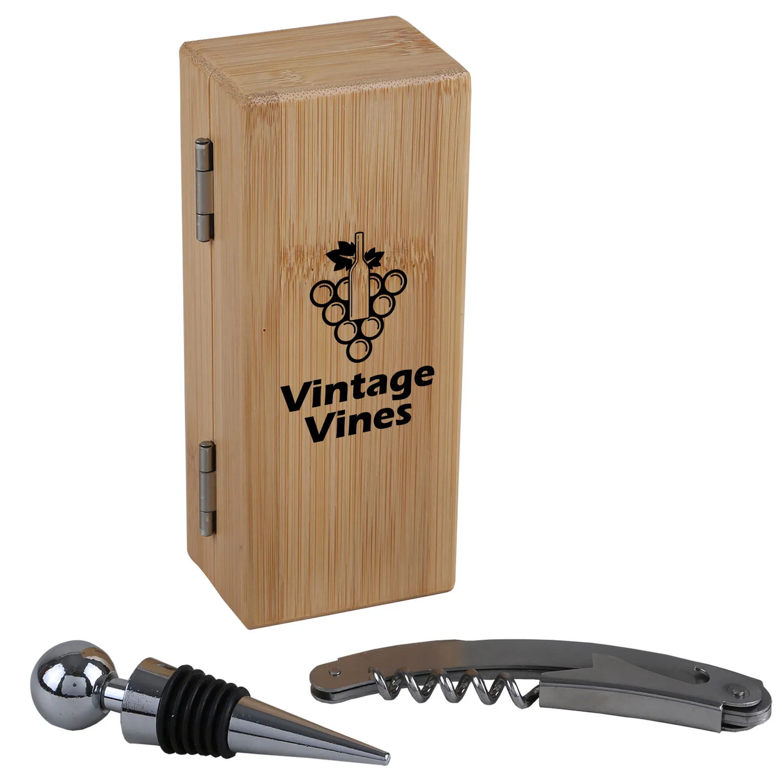Wine Opener Set Bamboo 2-Piece Magnetic Box - product view 3