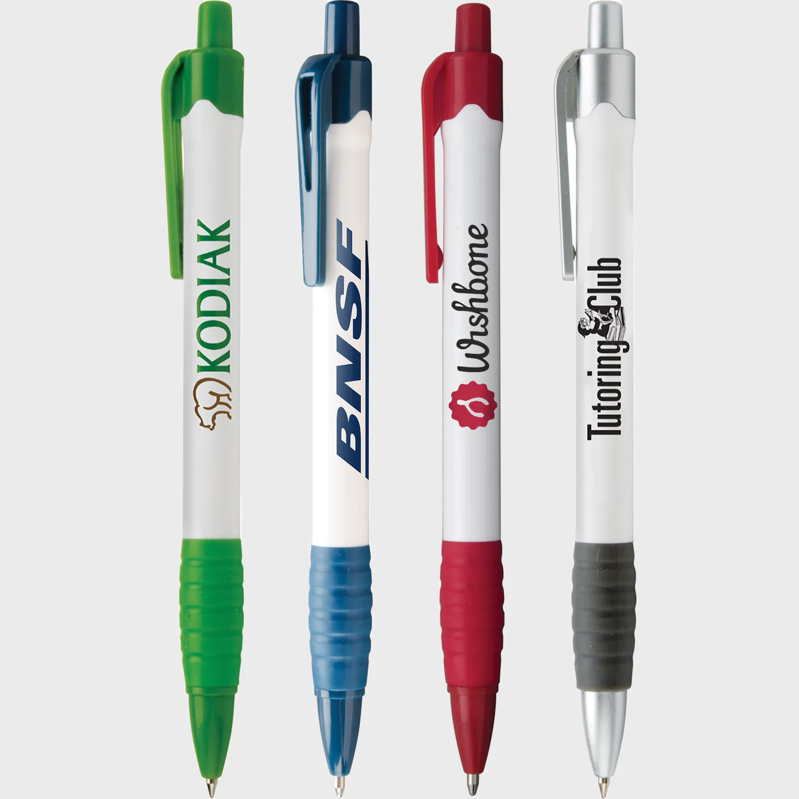 Pen Click Action White Barrel Ribbed Grip - 5.5 in
