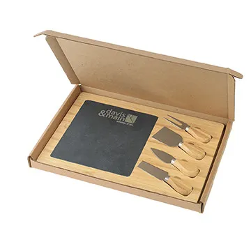Slate Cheese Board Gift Box Set with Bamboo - 13.75 in - product view 3