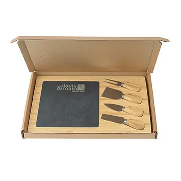 Slate Cheese Board Gift Box Set with Bamboo - 13.75 in - product view 4