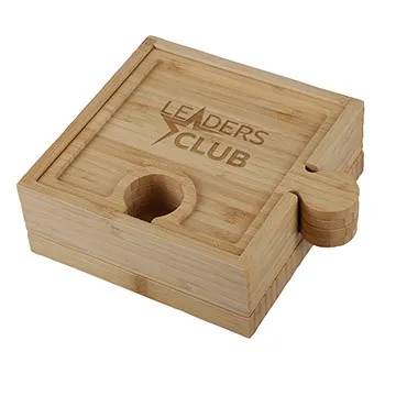 Bamboo Cheese Board Set 6-in-1 Puzzle Design - 8.4 in