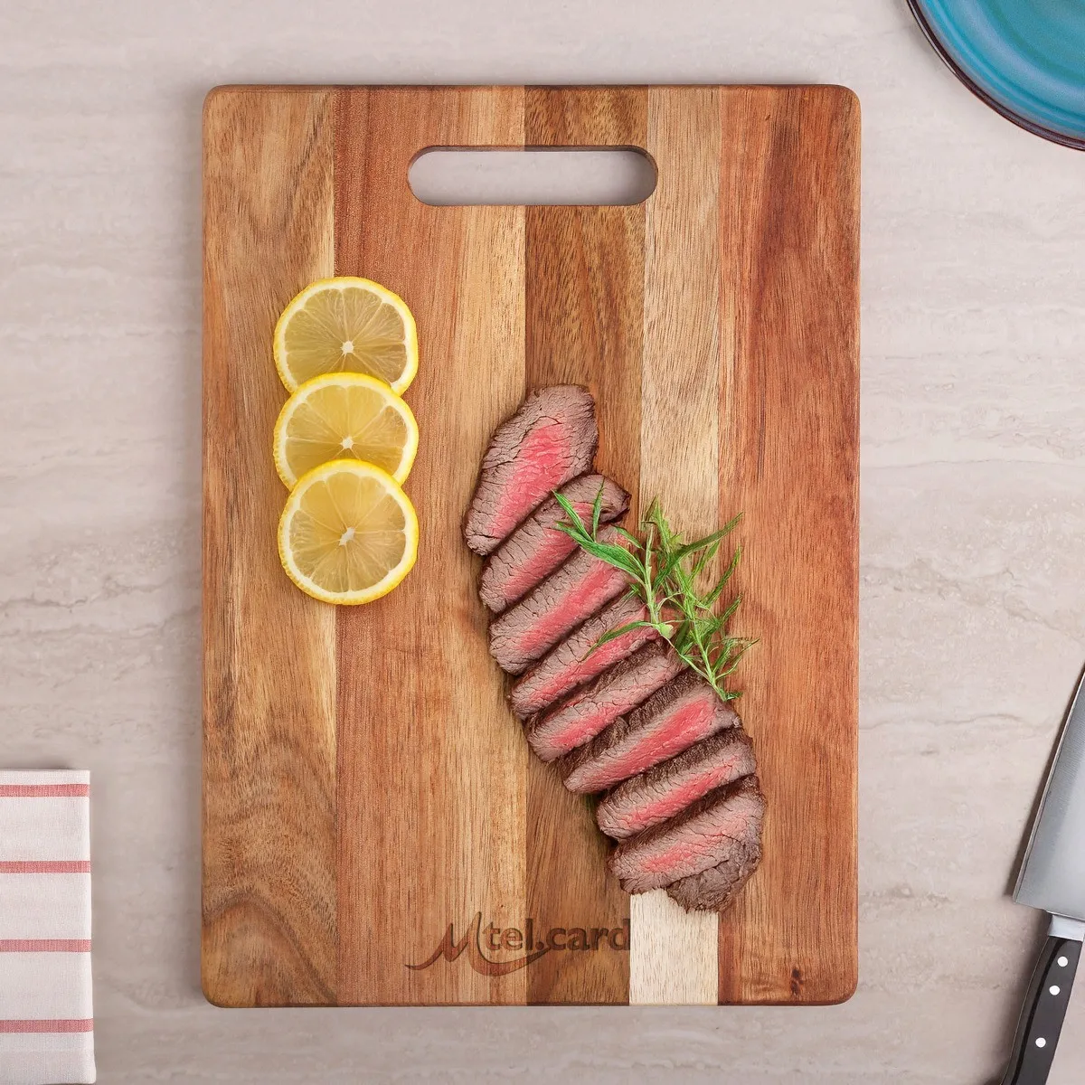 Acacia Wood Cutting Board with Handle - 9 x 12 in