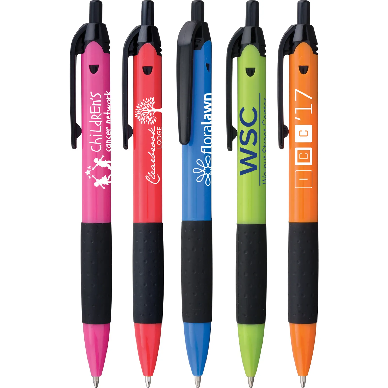 Pen Retractable with Comfort Grip Spring Colors