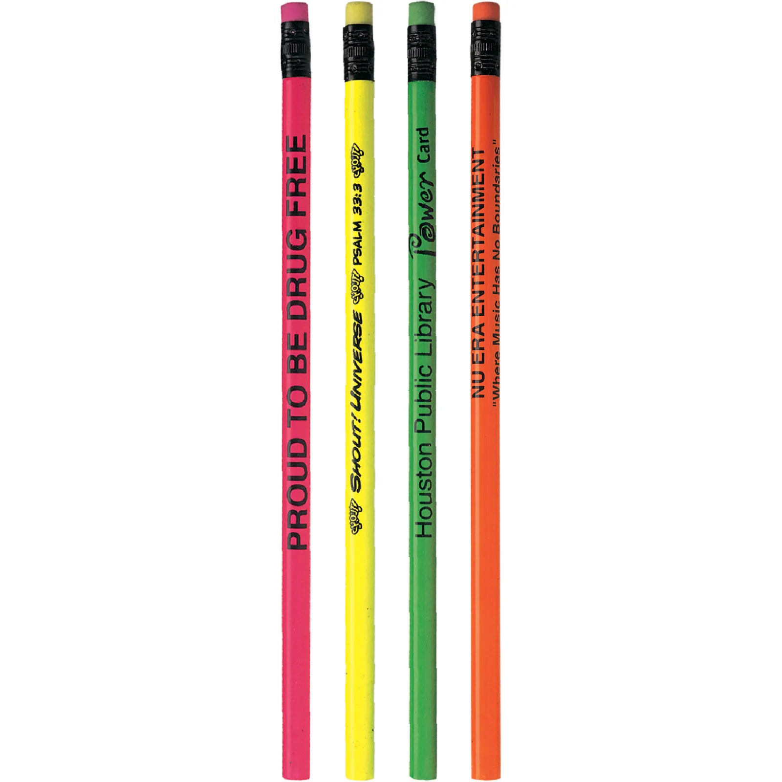 Pencil Wood #2 Neon Colors Black Ferrule