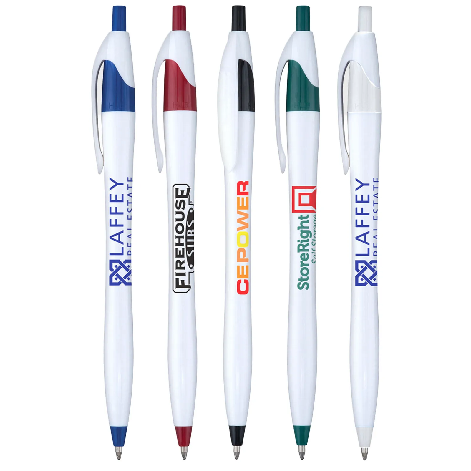 Ballpoint Pen White Barrel Classic Color Accents