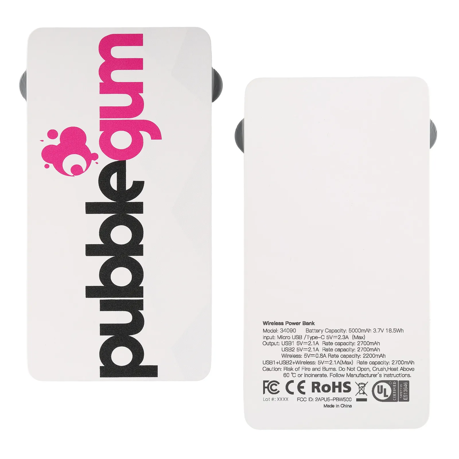 Power Bank Wireless Charging with Cable - 5000 mAh - product view 2