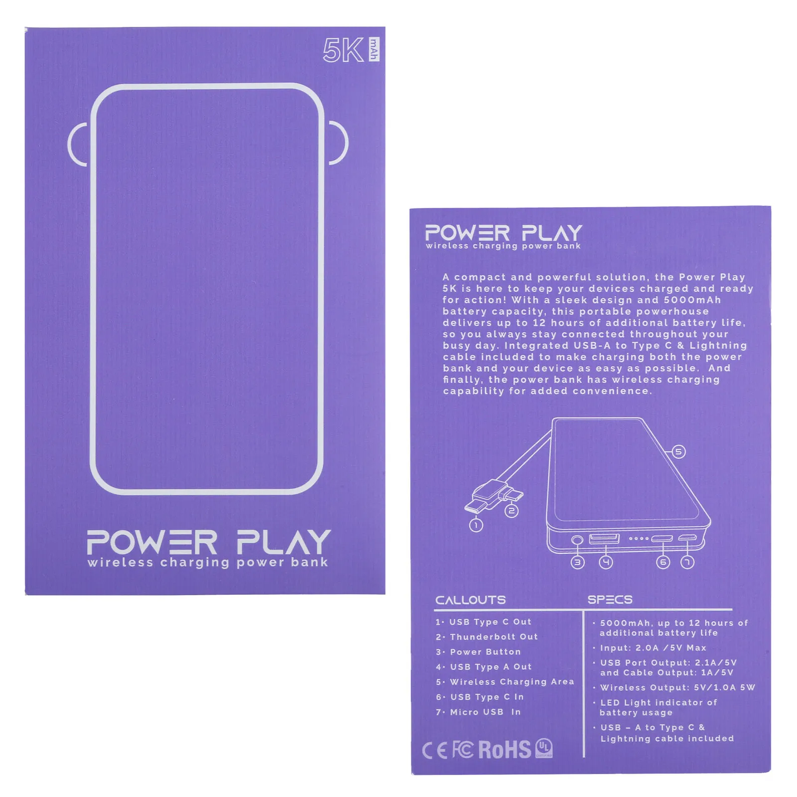 Power Bank Wireless Charging with Cable - 5000 mAh - product view 10