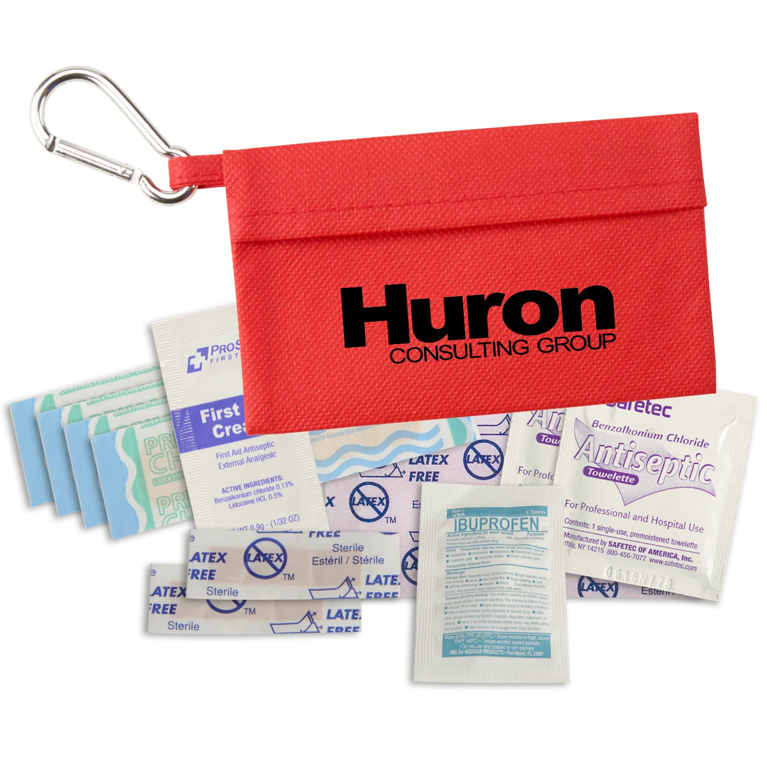 First Aid Kit Non-Woven with Carabiner Clip - 5 x 3 in