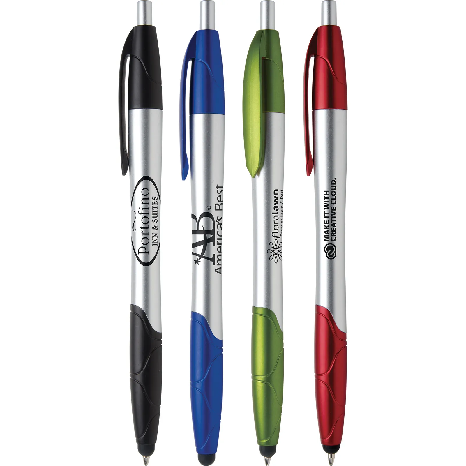 Chrome Stylus Pen with Patterned Accents - Platinum Tone