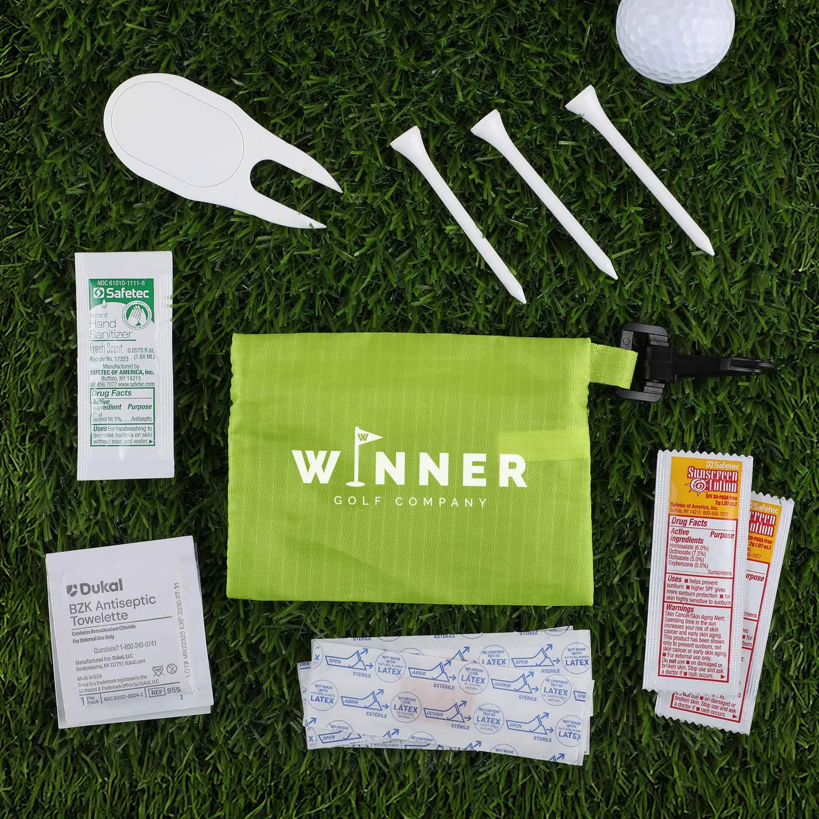 Golf First Aid Kit Polyester Pouch - 5 x 3 1/2 in