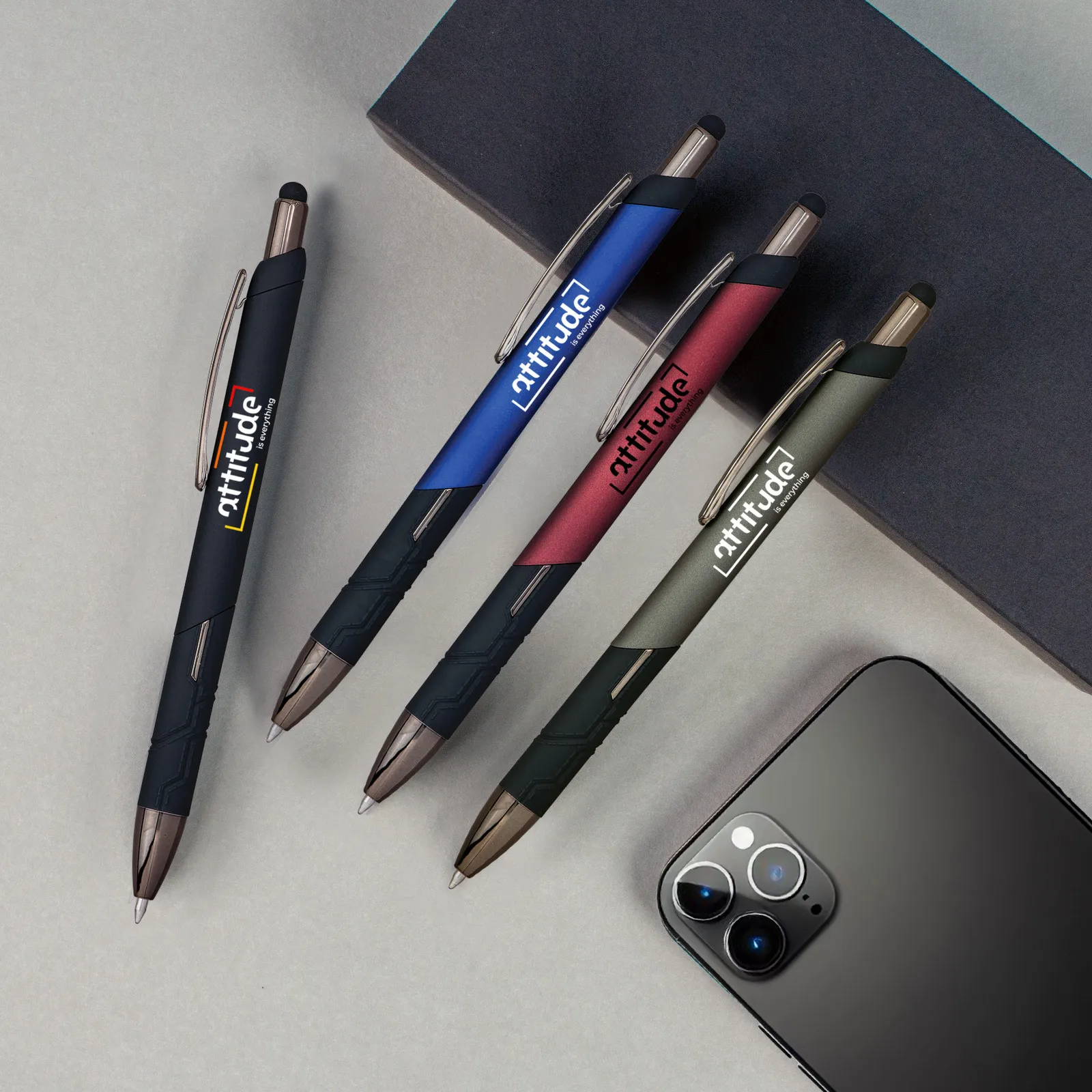 Pen Gel Stylus Gunmetal Chrome Accents - 5 45/64 in