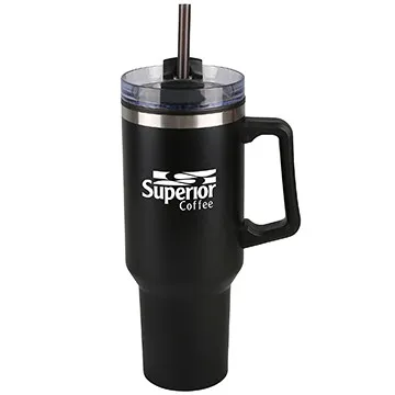 Stainless Steel Tumbler with Straw and Slide Lid - 40 oz