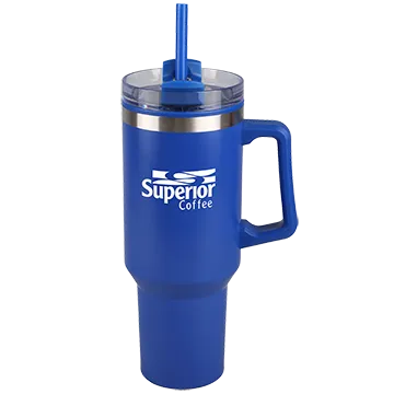 Stainless Steel Tumbler with Straw and Slide Lid - 40 oz - product view 4