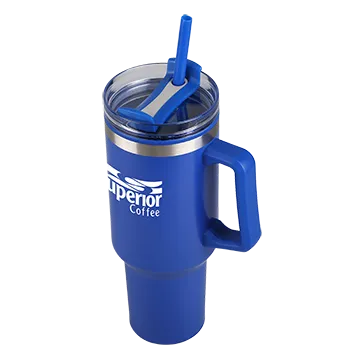 Stainless Steel Tumbler with Straw and Slide Lid - 40 oz - product view 5