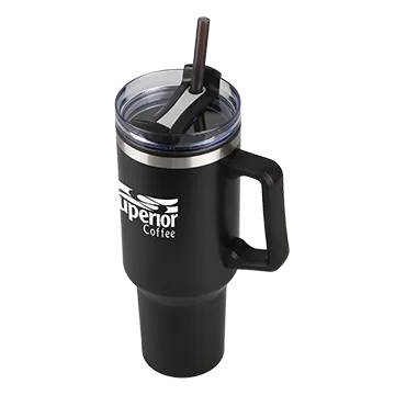 Stainless Steel Tumbler with Straw and Slide Lid - 40 oz - product view 6