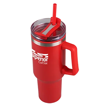 Stainless Steel Tumbler with Straw and Slide Lid - 40 oz - product view 10