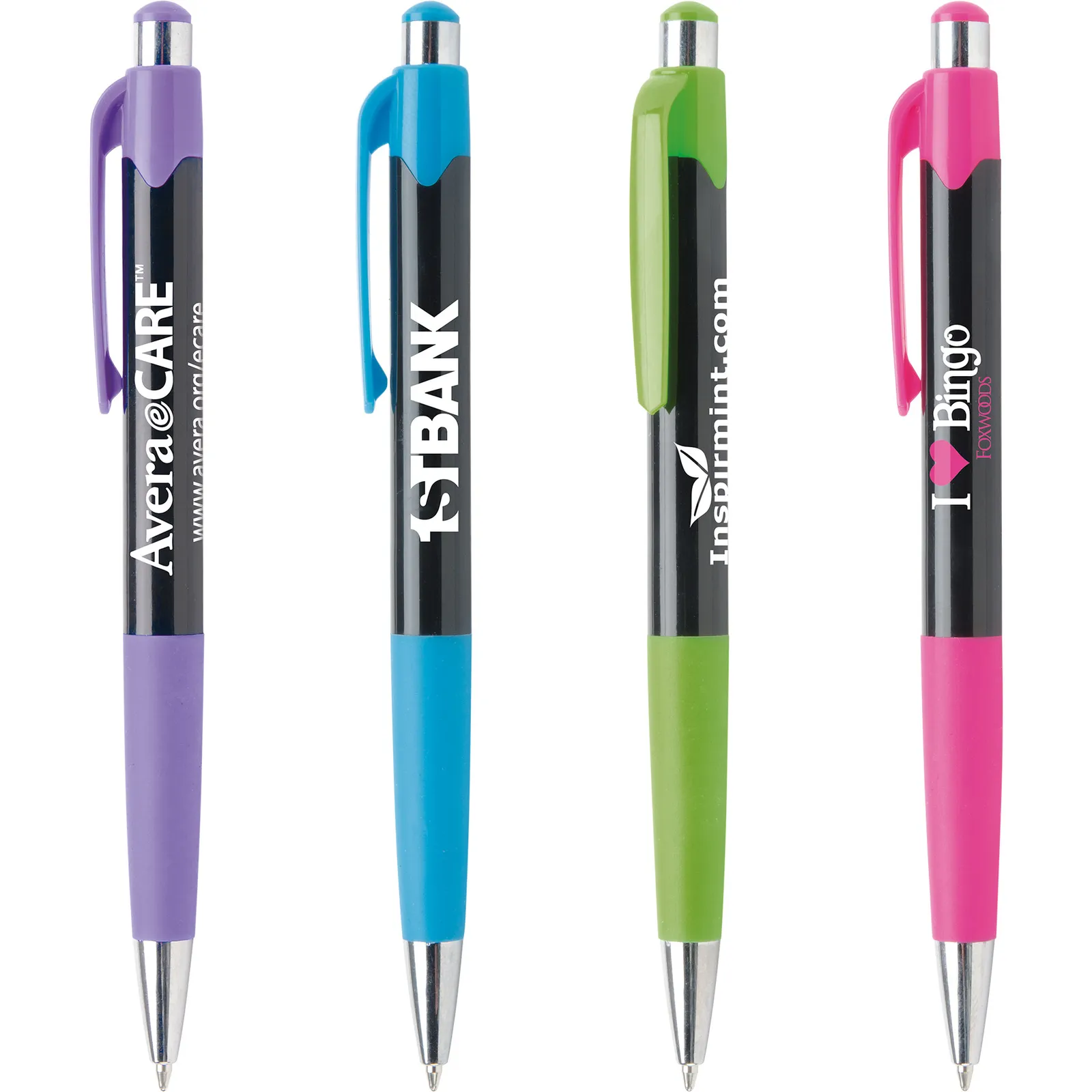 Ballpoint Pen with Black Barrel and Neon Trim