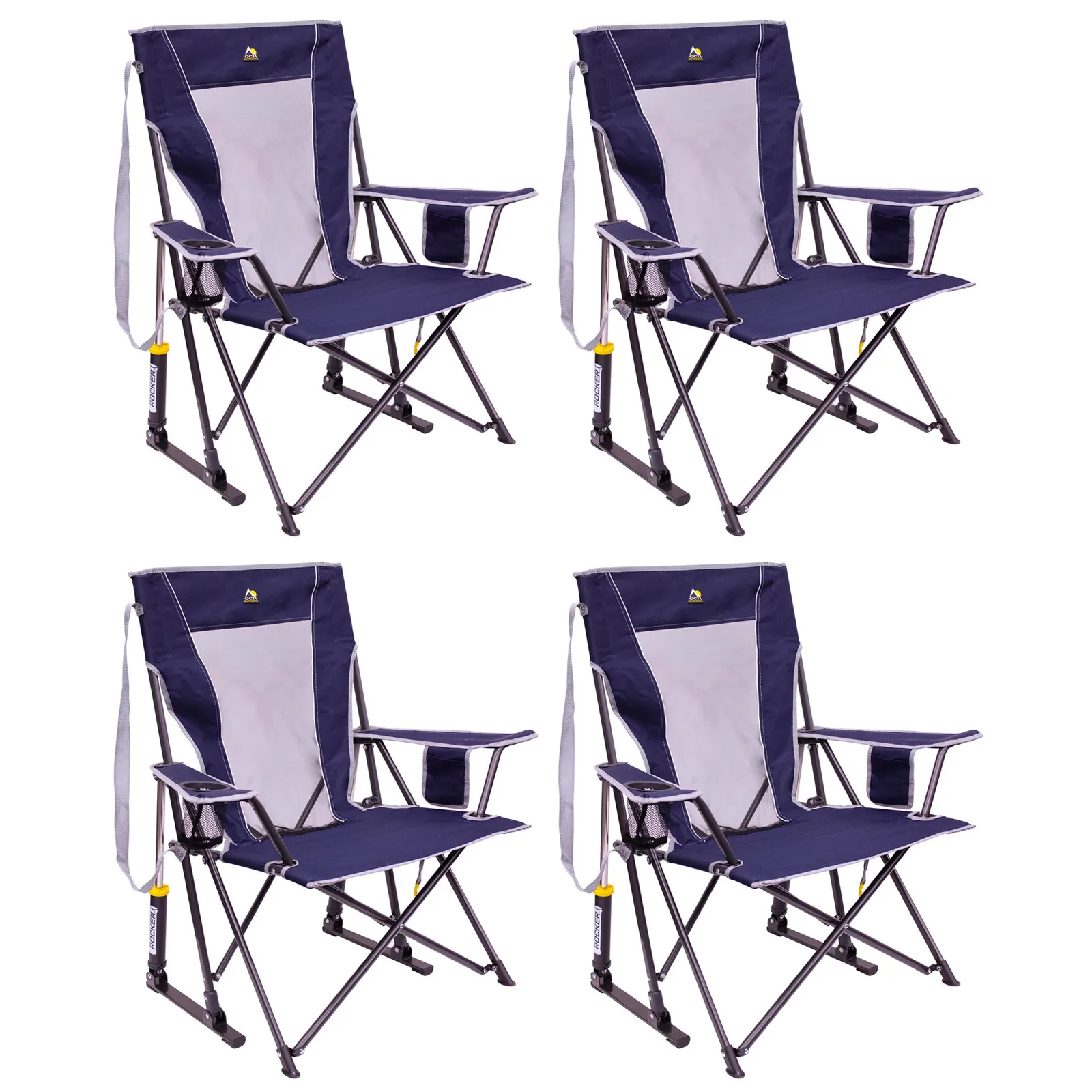 GCI Outdoor Rocker Chair Spring Action Phone Pocket (Set of 4)