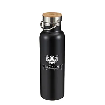 Insulated Water Bottle with Bamboo Cap - 21 oz - product view 5