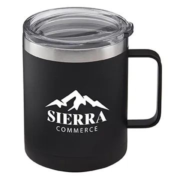 Powder Coated Camping Mug with Sip-Thru Lid - 14 oz