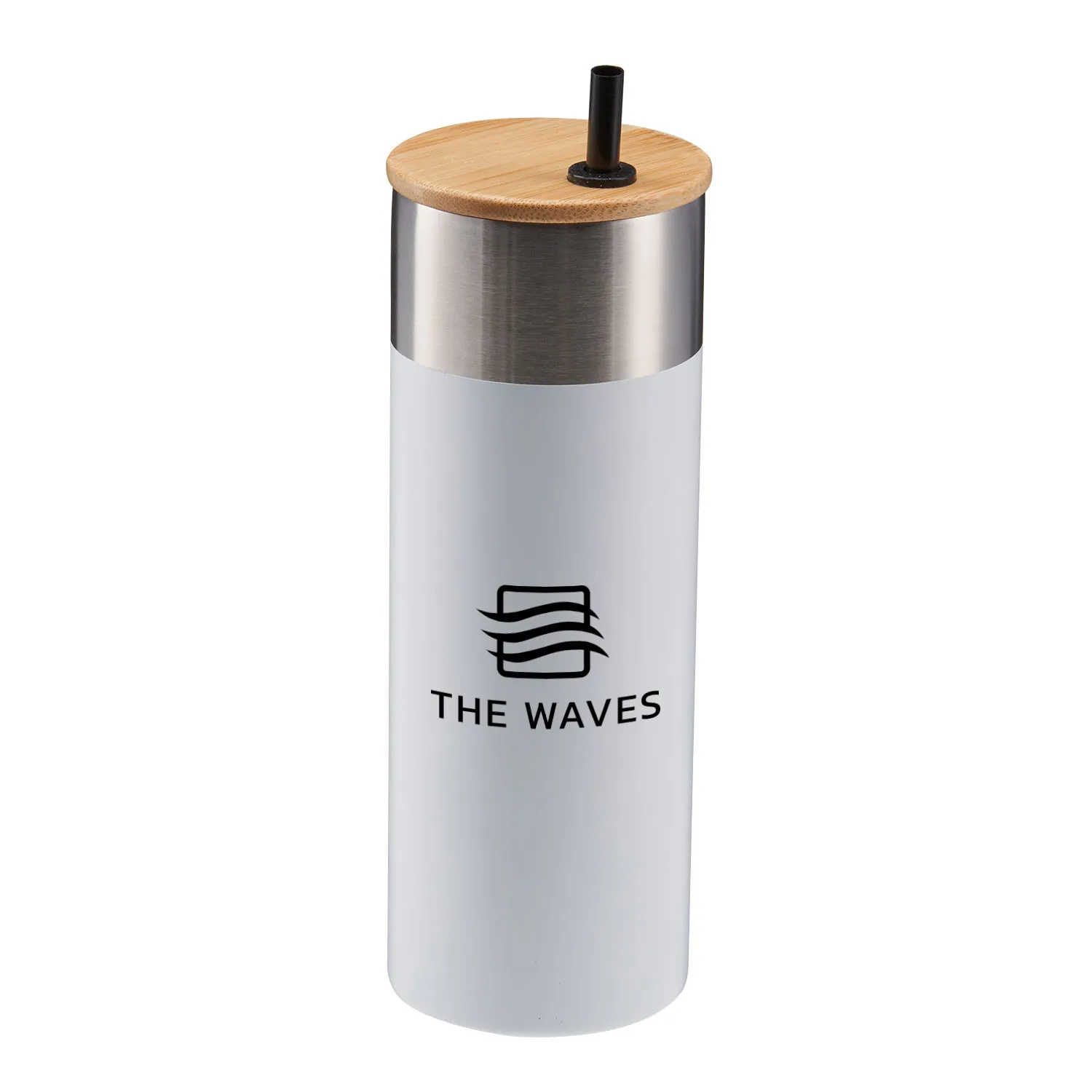 Insulated Tumbler with Bamboo Lid and Straw - 20 oz - product view 5