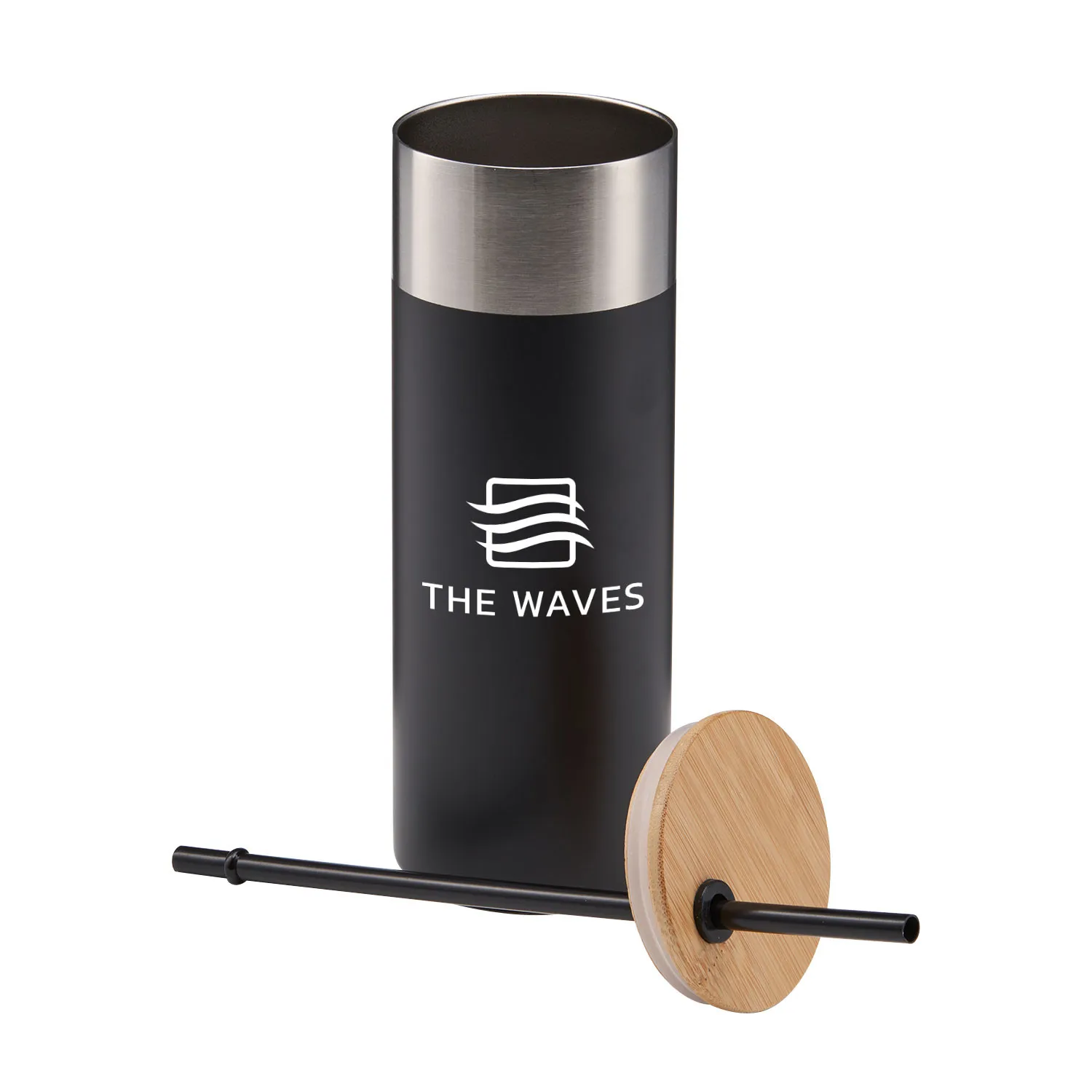 Insulated Tumbler with Bamboo Lid and Straw - 20 oz - product view 9