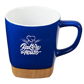 Ceramic Mug with Removable Bamboo Coaster - 11 oz - product view 3