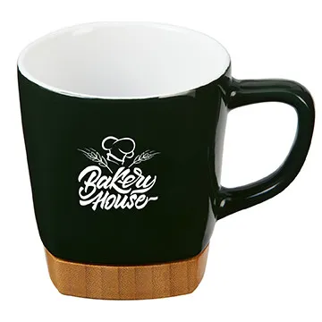 Ceramic Mug with Removable Bamboo Coaster - 11 oz - product view 5