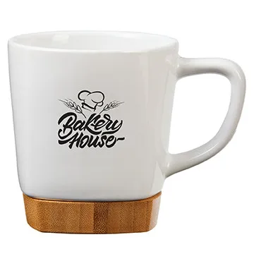 Ceramic Mug with Removable Bamboo Coaster - 11 oz - product view 11
